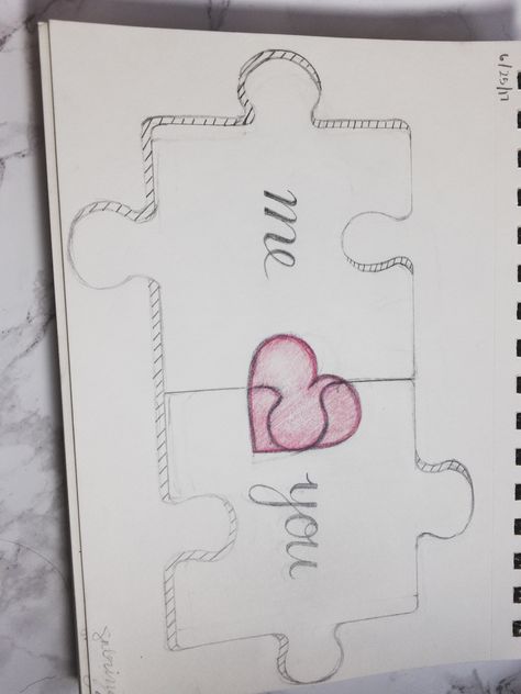 Gangsta Sketch, Love Doodles For Boyfriend, Meaningful Doodles, Crush Ideas, Doodles Heart, Steam Card, Future Soulmate, Puzzle Drawing, Valentine Drawing