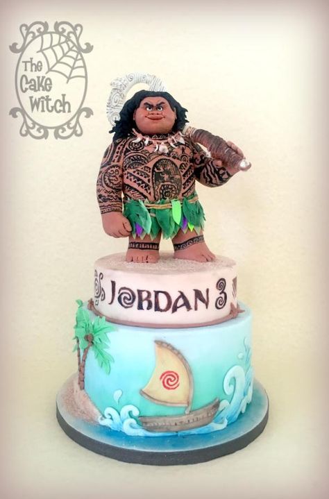 Maui by Nessie - The Cake Witch Polynesian Birthday Party, Maui Cake Moana, Moana Smash Cake Ideas, Maui Birthday Cake, Maui Cake, Moana Cakes, Moana Birthday Cake, Moana Birthday Party Theme, Disney Baking