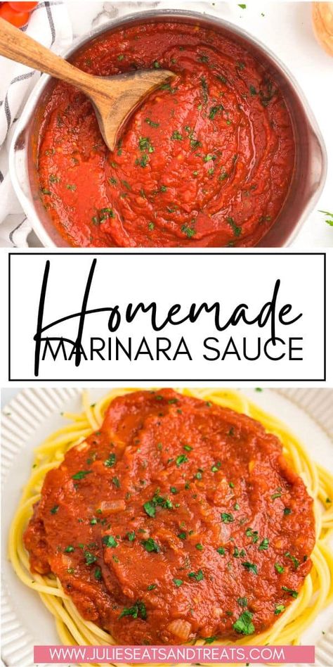 Looking for a homemade marinara sauce that's both quick and easy? Well, you've hit the jackpot! All you need are a few simple ingredients you probably already have in your pantry. In less than half an hour, you'll have the best marinara sauce ready to be poured over a big plate of spaghetti. Trust me, once your family gets a taste, they'll be asking for this easy-peasy dinner recipe again and again! Quick Spaghetti Sauce, The Best Marinara Sauce, Easy Homemade Marinara Sauce, Quick Marinara Sauce, Pasta Sauce Recipes Easy, Quick Pasta Sauce, Plate Of Spaghetti, Homemade Spaghetti Sauce Easy, Best Marinara Sauce