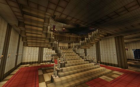 Parts Of A Castle, Minecraft Staircase Design, Staircase Minecraft, Minecraft Stairs, Minecraft Staircase, Mansion Minecraft, Minecraft Castle Blueprints, Interior Minecraft, Chateaux Interiors