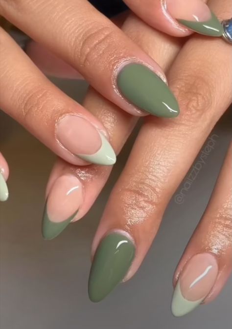 Nail Inspo Green, Basic Nails, Minimalist Nails, Classy Nails, Cute Nail Designs, Chic Nails, Gel Nail Art, Nail Polishes, Green Nails