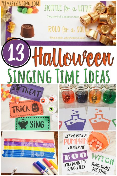 October Singing Time, Review Games For Primary Songs, Halloween Singing Time Primary, Fun Primary Singing Time Games, Lds Primary Singing Time Halloween, Lds Music Time Ideas, Music Time Lds Primary, Halloween Primary Activities, Primary Halloween Activities