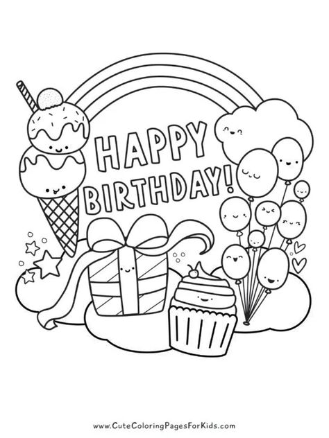 Happy Birthday Colouring In Pages, Colouring Birthday Card Printable, Free Printable Birthday Coloring Pages, First Birthday Coloring Pages, Unicorn Birthday Coloring Pages, Birthday Colouring Printables, Coloring Pages Happy Birthday, Free Birthday Coloring Pages, Happy Birthday Coloring Pages For Adults