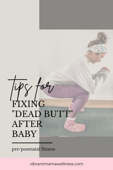 This is a question I see circulating a lot in the postpartum world - “why is my butt flat after having a baby?” And while this is common, it’s not a life sentence! This phenomenon and referred to as “dead butt syndrome,” and there are a few ways we can go about correcting it! Postpartum Hip Exercises, Postpartum Glute Workout, Postpartum Leg Workout, Postpartum Workout Schedule, Postpartum Stretches, Exercise When Pregnant, Baby Exercises, Stomach Abs Workout, Postpartum Workout Plan