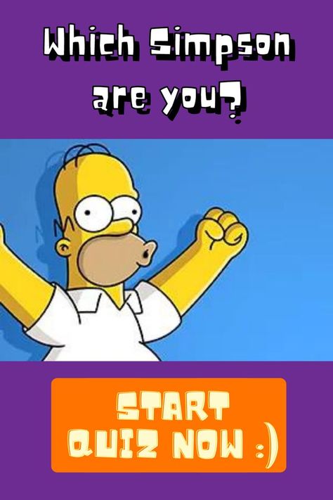 9 simple questions to find out which Simpson character best describes your personality. The answer may surprise you! 😂😂😂 Simpsons halloween. Which simpsons character are you quiz. #Quizony #quiz #whichSimpsonAreYou #personalityQuiz #startQuizNow #simpsonQuiz #filmQuiz Halloween Quizzes, Simpsons Halloween, Film Quiz, Describe Your Personality, Simpsons Characters, Simple Questions, Personality Quiz, Describe Yourself, The Simpsons