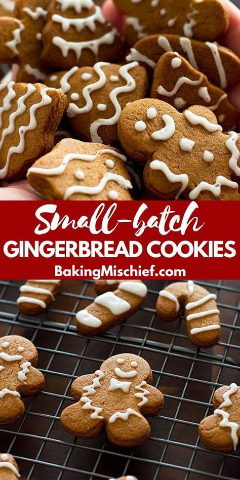 Small Gingerbread Cookies, Small Batch Of Gingerbread Cookies, Small Batches Of Cookies, Small Batch Ginger Cookies, Gingerbread Cookies Small Batch, Christmas Gingerbread Recipe, Small Cookie Batch, Small Batch Gingerbread Cookies, Small Batch Shortbread Cookies