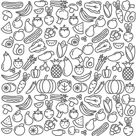 Fruit Doodle, Fruit Sketch, Vegetable Drawing, Apple Vector, Vector Doodle, Doodle Vector, Fruit Logo, Food Doodles, Doodle Background