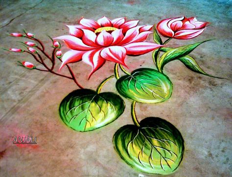 Lotus 3d Rangoli Designs, Lotus Rangoli Designs, Rangoli Competition, Latest Rangoli Designs, Rangoli Designs For Diwali, 3d Rangoli, Colour Rangoli, Rangoli Designs For Competition, Poster Rangoli