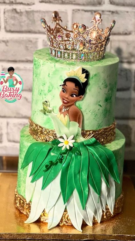 busybaking12 on Instagram: Princess and the frog cutie 🥰💚 . . . . . . . #princess #princessandthefrog #princessandthefrogcake #buttercream #buttercreamcake… Baby Tiana Cake, Princess And Frog Cake, Princess Tiana Cakes, Princess Tiana Birthday Party Cake, Princess And The Frog Bday Party, Princess And The Frog Baby Shower Cake, Princess And The Frog Cakes, Princess And The Frog Birthday Ideas, Princess And The Frog Sweet 16 Cake