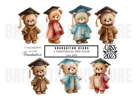 Clip Art Graduation, Graduation Teddy Bear, Graduation Clipart, Graduation Bear, Bear Tattoos, Graduation Gown, Bear Drawing, Teacher Design, Congratulations Graduate