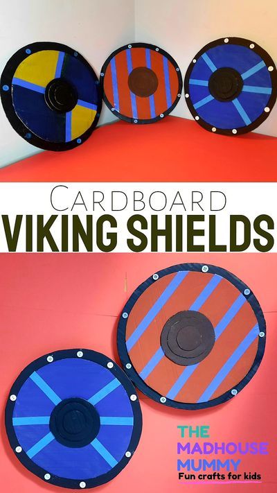 Make a recycled cardboard box viking shield craft for kids. These handmade shields are prefect for children to use as a fancy dress prop or for playing vikings and warriors! #craftsforkids #vikings #educationalcraftsforchildren #recycledcrafts Iceland Crafts For Kids, History Crafts For Kids, Shield Craft For Kids, Shield Craft, Viking Classroom, Vikings Kindergarten, Viking Crafts For Kids, Viking Activities, Viking Activities For Kids