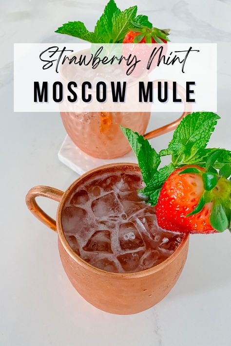 Strawberry Mint Moscow Mule, Strawberry Mule Recipe, Mule Gift Basket, Moscow Mule Gift Basket, Strawberry Moscow Mule, Moscow Mule Gift, Gift Basket For Him, Moscow Mule Cocktail, Moscow Mules