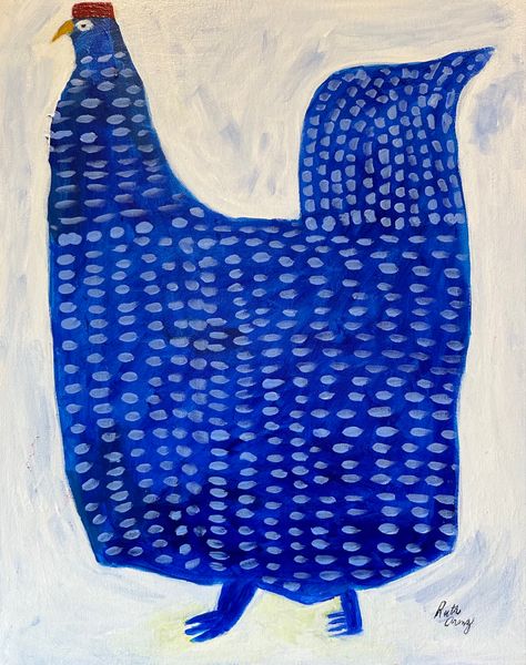 Abstract Whale Art, Outsider Art Drawing, Abstract Bird Art, Folk Art Animals, Outsider Art Painting, Contemporary Folk Art, Outsider Artists, Chicken Painting, Mixed Media Illustration