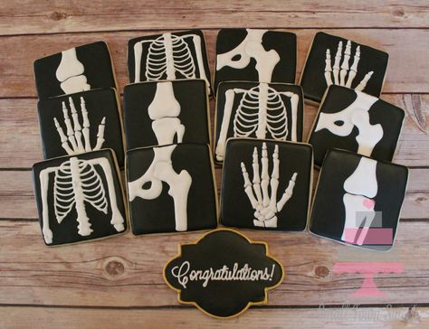 X Ray Cookies Decorated, Rad Tech Cookies, X Ray Graduation Party, Xray Cookies, Radiology Cookies, Radiology Party, Medical Cookies, Rad Tech Week, Nurse Party