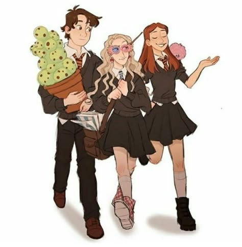 The Silver Trio, Luna Ginny, Luna Lovegood Fan Art, Luna Lovegood Art, Hp Marauders, Neville Longbottom, Fred And George Weasley, Harry Potter Magic, Harry Potter Headcannons