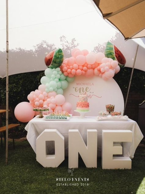 June Birthday Party Themes, Summer First Birthday Theme, One In A Melon First Birthday, Melon First Birthday Party, Watermelon Birthday Party Theme, 1st Birthday Themes Girl, One In A Melon Birthday, Baby First Birthday Themes, Watermelon Birthday Parties