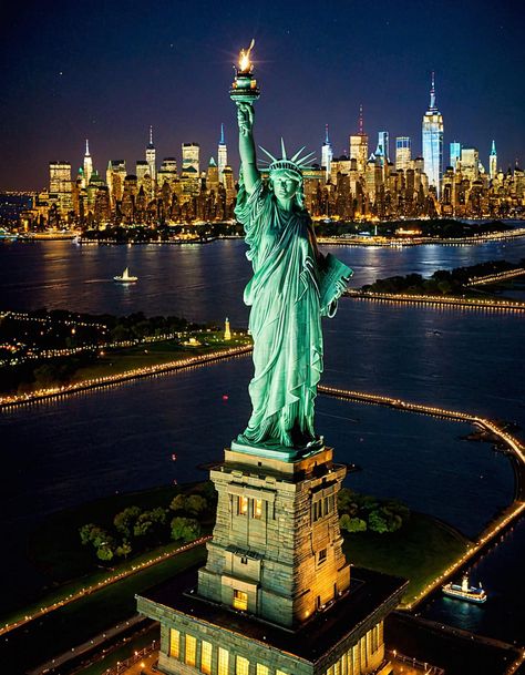 New York Vision Board, Usa Landmarks, New York Snow, New York Liberty, Nyc Statue Of Liberty, Usa Places, Solo Traveling, Cityscape Wallpaper, New York Vibes