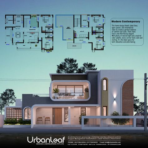 Our latest home elevation design is here, It’s all in the details! Here’s the first look at the elevation design for our newest project. Whether it’s thoughtful spaces, we’ve designed every inch with our client’s lifestyle in mind. Can’t wait to see this one come to life! Home specs 4 Bedroom Balcony Patio Sit out Open kitchen What are your thoughts on this design? Drop a comment below! 👇 Connect With Us >+91 77364 62555 >info@urbanleafdd.com >Thanikkal Junction, Elamakkara, Ernakulam... Home Elevation Design, Home Elevation, Apartment Block, Balcony Patio, Building House Plans Designs, Building Plans House, Plans House, Duplex House Plans, Building House