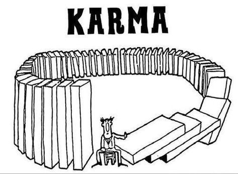 This photo represents the belief of karma in Hinduism, that you will get out whatever you put in. This is similar to the belief of the balance of good and bad in Taoism. And also the threat of heaven and hell in Judaism. Funny Karma Quotes, Video Islam, Karma Funny, Law Of Karma, What Goes Around Comes Around, Person Sitting, Karma Quotes, Go Around, The Words