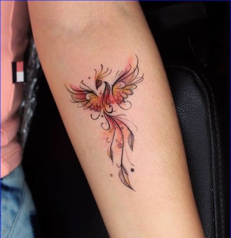 Watercolor Tattoos - 50+ Outstanding Watercolor Tattoo Designs & Ideas Phoenix Tattoo Ideas, Tato Phoenix, Phoenix Tattoo Feminine, Small Phoenix Tattoos, Phönix Tattoo, Dandelion Tattoo, Phoenix Tattoo Design, Tattoos For Women Flowers, Muster Tattoos