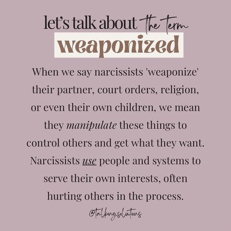 I’m sure by now you’ve heard of the term “weaponized” in conjunction with the narcissistic education community. Realistically, you likely experienced #WeaponizedIncompetence in your relationship with your Nex. When they deliberately acted incompetent to avoid husband & father responsibilities or manipulate you into taking over their tasks. ❕Here are a few examples of how a Narcissistic coparent weaponizes a person or system can sound in real life: ❕🚩Weaponizing Partners: “You should be g... Weaponized Incompetence, Narcissistic Husband, Narcissistic Personality, Narcissistic Behavior, Husband Quotes, Boundaries, Real Life, No Response, Sound