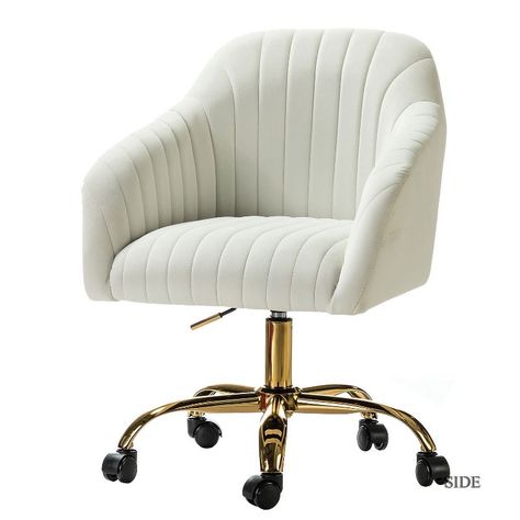 Alex Velvet Task Home Office Desk Chair Tufted Padded Adjustable Swivel | Karat Home - Ivory : Target