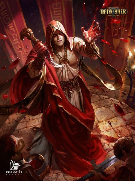 ArtStation - Blood, Grafit Studio Blood Magic, Blood Mage, Art Vampire, Blood Hunter, Fallen Order, Rpg Characters, Human Male, Fantasy Rpg, Medieval Fantasy