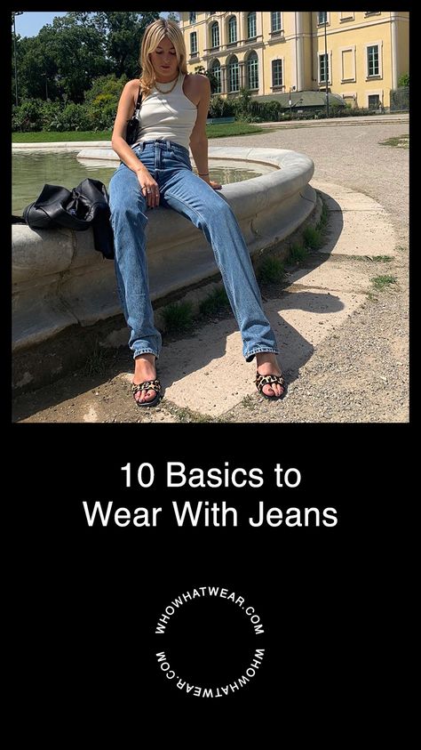 If you live in jeans, you'll want to have these 10 basics o hand to wear with them Cher Clueless, Canadian Tuxedo, Embellished Cardigan, The Best Outfits, Embellished Heels, Shirt Tucked In, Best Outfits, Ribbed Tank Tops, Models Off Duty