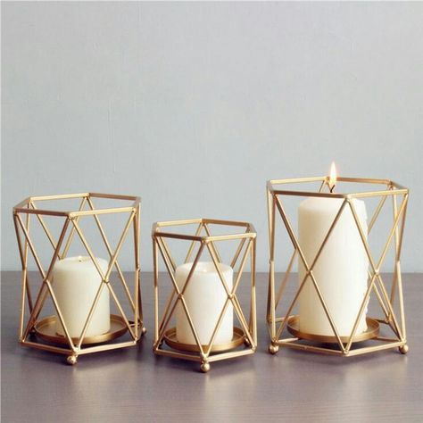 Creative Candle Holders, Geometric Candle, Geometric Candle Holder, Geometric Candles, Gold Candle, Iron Candlesticks, Candle Base, Creative Candles, Geometric Decor