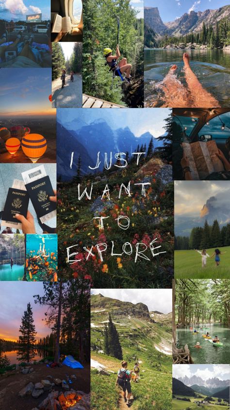 Nature Collage, Adventure Travel Explore, Adventure Aesthetic, Vision Board Inspiration, New Energy, Camping And Hiking, Future Life, Adventure Awaits, Travel Aesthetic