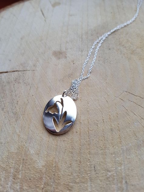 Snowdrop Necklace, Flower Necklace, Floral Pendant, Silver Necklace, Snowdrop Jewellery, Botanical Necklace, Spring Necklace, gift for her Fish Jewelry Silver, Etched Jewelry, Spring Necklace, Pumpkin Jewelry, Poppy Necklace, Hand Piercing, Handmade Silver Jewellery, Silver Clay, Silver Necklace Pendant