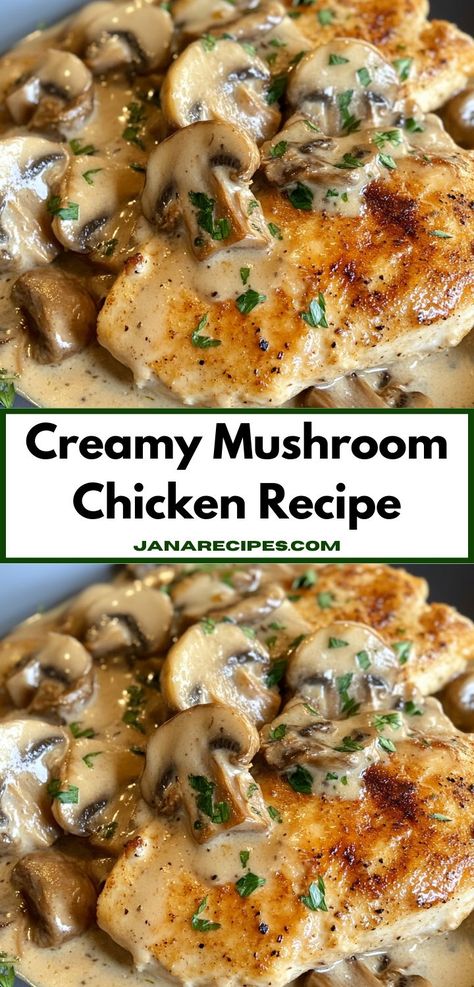 Looking for a quick and delicious dinner idea? This Creamy Mushroom Chicken Recipe is packed with flavor and comes together in just 30 minutes, making it perfect for busy weeknights with the family. Dinner Recipes With Chicken Healthy, Dinner Chicken Recipes Healthy, Broccoli Mushroom Chicken, Healthy Quick Weeknight Dinners, Chicken Garlic Mushroom Recipes, Cheesy Mushroom Chicken, Crockpot Chicken And Mushrooms Recipes, Chicken Cream Of Mushroom Soup Recipes, Chicken And Veggie Dinner Ideas