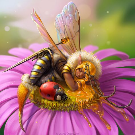 Bee Fairy, Nice Dream, Character Design Challenge, I Love Bees, Fairy Queen, Bee Art, Save The Bees, Bee Theme, Fairy Art