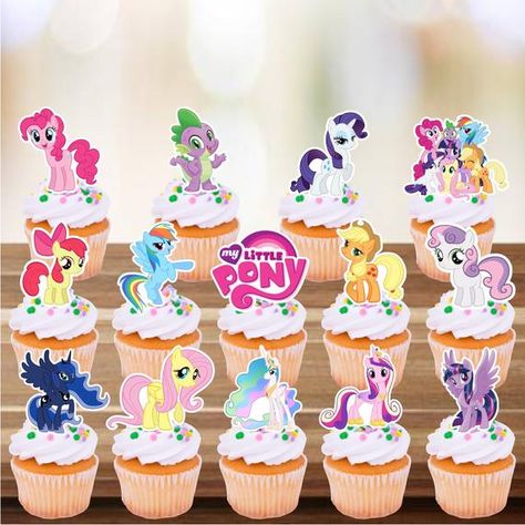 My Little Pony Cupcakes, Harry Potter Party Decorations, Cupcake Toppers Free, Pony Gift, My Little Pony Cake, My Little Pony Birthday Party, Little Pony Cake, Pony Birthday Party, Little Pony Birthday Party