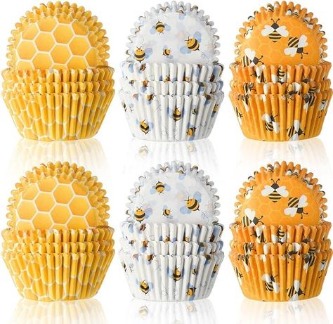 Amazon.com: 300 Count Honey Bee Cupcake Wrappers Bee Party Cupcake Cups Yellow Cupcake Liners for Bee Party Decorations Baby Shower Gender Reveal Party Wedding Birthday Supplies (Cute Style): Home & Kitchen Bee Cake Pops, Bee Themed Gender Reveal, Bee Party Decorations, Bee Cupcakes, Cupcake Cups, Yellow Cupcakes, Baby Shower Items, Bee Cakes, Bee Baby Shower Theme