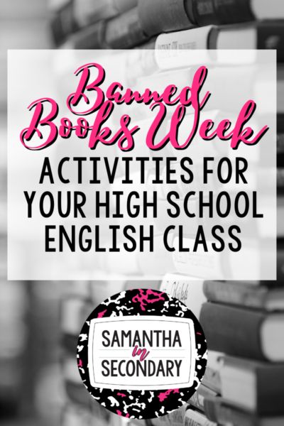 Banned Book Activities, Banned Book Week Activities, Banned Books Week Activities, Banned Book Week, Classroom Book Clubs, High School Ela Classroom, Activities For High School, High School Books, High School Activities