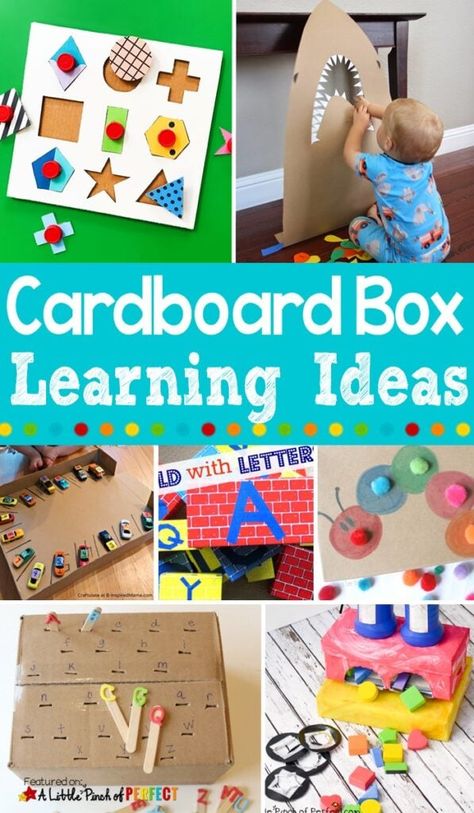 Diy Learning Games, Boredom Crafts, Cardboard Box Ideas, Cardboard Box Diy, Cardboard Crafts Kids, Non Toy Gifts, Cardboard Box Crafts, Cardboard Toys, Learning Games For Kids