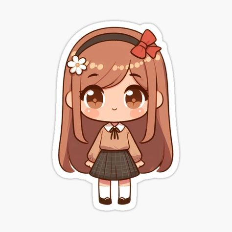 Cute Girl Sticker, Drawing Ideas List, Kids Illustration, Chibi Girl, Easy Doodles Drawings, Cute Cartoon Drawings, Kid Character, Kawaii Stickers, Girls Characters