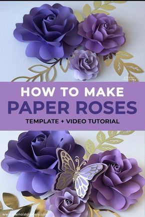 Paper Flowers Cricut, Giant Paper Flowers Template, Paper Rose Template, Paper Flower Patterns, Kraf Kertas, Paper Flower Art, Paper Flower Wall Decor, Template Christmas, Paper Flower Template