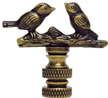 Antique Metal Songbirds Finial - rustic - Lighting - LampsUSA Lamp Finials, Chandelier Chain, The Harp, Lamp Finial, Antique Brass Metal, Transitional Wall Sconces, Cool Floor Lamps, Standard Lamps, Diy Decorating