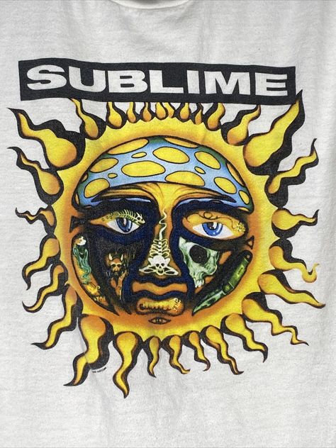 Sublime 2006 Sun Logo Band T Shirt 40 Oz To Freedom White Tultex Size Medium Sublime Logo, 40 Oz To Freedom, Graphic Moodboard, Swaggy Clothes, Sublime Sun, Sublime Band, Dude Perfect, Sun Logo, Sun Design