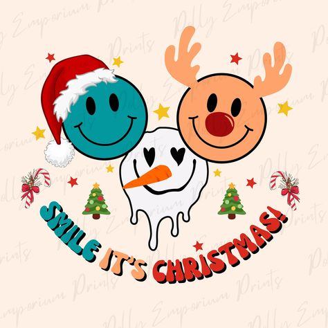 Smiley Face Christmas, Christmas Smiley Face, Western Sublimation Designs, Conversational Prints, Western Sublimation, Xmas Wallpaper, Preppy Christmas, Christmas Phone Wallpaper, Simple Phone Wallpapers