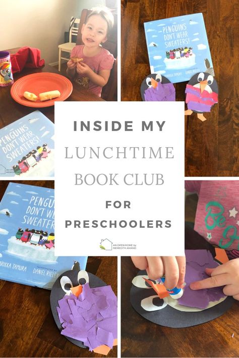 Lunchtime Book Club for Preschoolers - A simple routine of reading and crafts for kids | An Open Home by Meredith Amand Kids Book Club Activities, Book Club Ideas, Sharing Books, Story Crafts, Open Home, Simple Routine, Kids Book Club, Reading Aloud, Food Story