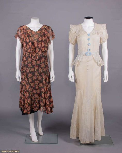 Day Dresses, silk with composite, American,  1930s 1930s Day Dress, 40s Outfits, 40's Fashion, Western Womens Fashion, Vampire Clothes, Dresses Silk, Quilt Dress, Dog Bones, 40s Fashion