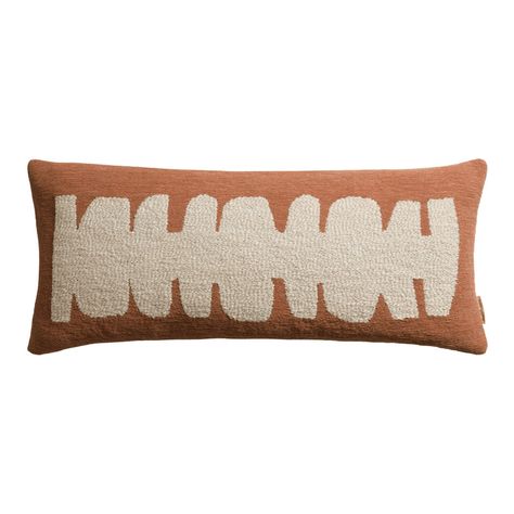 Echo Extra Wide Rust Indoor Outdoor Lumbar Pillow - World Market Modern Parisian Apartment, Modern Parisian, Indoor Outdoor Patio, Outdoor Loungers, Falls Church, Lumbar Pillows, Room Redo, Coral Blue, Velvet Pillows