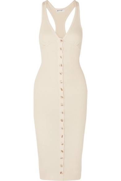 Karla Deras, The Line By K, Line By K, Hot Weather Outfits, Cotton Jersey Dress, Save Outfits, Split Skirt, Dress Cream, Ribbed Dresses