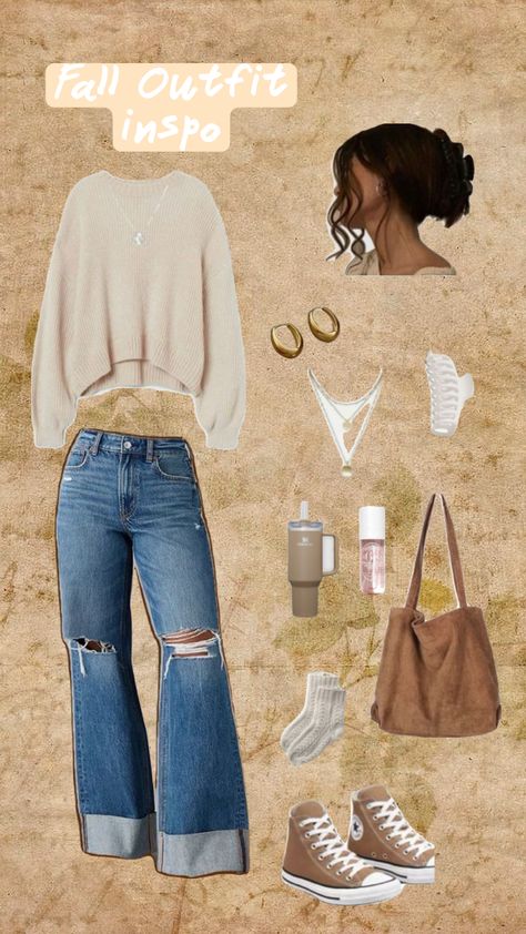 Created by rosahowald on Shuffles Early Fall Outfit, Fall Fits, Rainy Day Outfit, Outfit Inspo Fall, Winter Outfits Women, School Outfit, Fall Outfits Women, Sweaters Oversized, Fall Outfit