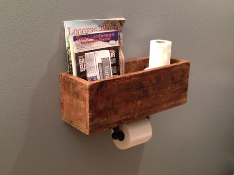 Diy Toilet Paper Holder, Diy Magazine Holder, Recessed Toilet Paper Holder, Toilet Paper Dispenser, Diy Toilet, Paper Dispenser, Bad Inspiration, Diy Bathroom Remodel, Diy Magazine