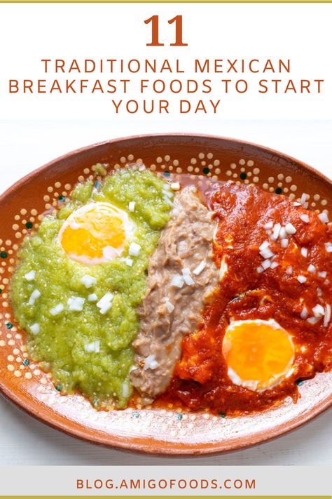 Translated as “Divorced Eggs”, Huevos Divorciados are for those who can’t decide between salsa rojo and salsa verde. This classic Mexican breakfast features both topped on fried eggs and separated by refried beans. This playful breakfast dish is not only tasty but visually appetizing as well. #mexicanfood #mexico #breakfast #recipes #amigofoods #eggs Mexican Breakfast Authentic, Mexican Eggs And Beans, Divorced Eggs Mexican Breakfast, Breakfast Refried Beans, Refried Beans And Eggs, Refried Beans Breakfast Ideas, Breakfast Mexican Casserole, Mexican Eggs Recipes, Mexican Baked Eggs