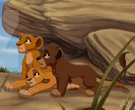 Asha, Koda, and Leah standing under the rock that Kiara stood on when she was a cub before meeting Kovu Kiara Lion King, Anime Lion, Lion King Fanart, Kiara And Kovu, King Fanart, Lion King 3, King Pictures, Lion King Drawings, Lion King Pictures